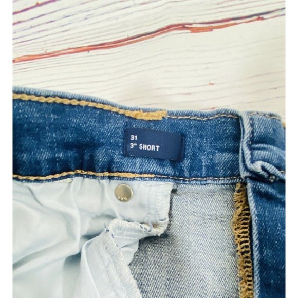 Gap Denim Jean Shorts Medium Wash Cut Off Distressed Size 31 Inseam 3” - Picture 4 of 9
